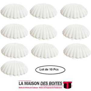 Lot de 10 Piéces Boîte à Dragé Décorative Coquillage Rangement Élégant et Idéal pour Marriage , Fiancaille , Naissance