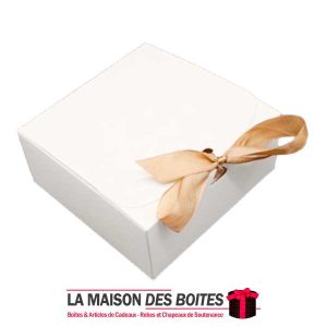 Boîte Cadeau Pliable , avec Ruban, Jolie Boîte Cadeau en Papier pour Fête d'Anniversaire, Mariage..- Blanc